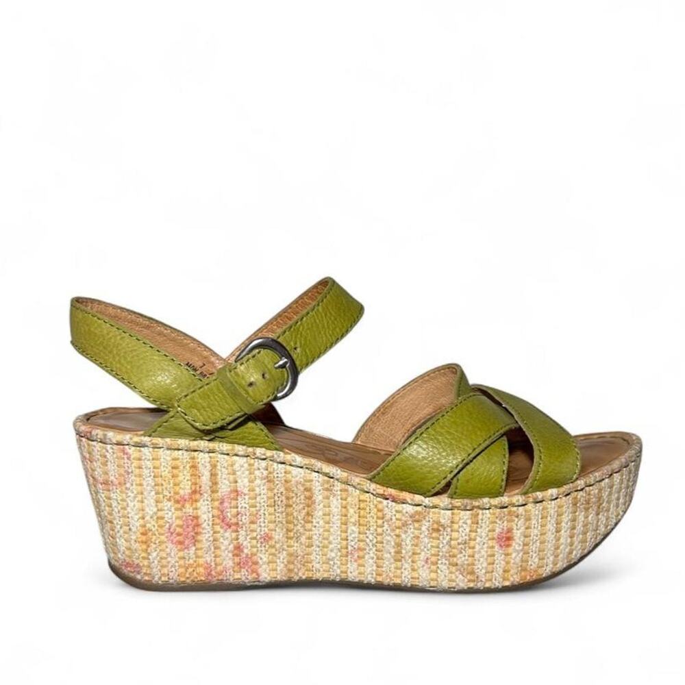 Born green leather platform sandals